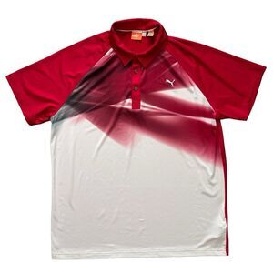PUMA Mens XL Golf Polo Shirt Red White Gradient Performance Sportstyle Cell